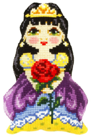 9334 KRUISSTEEK KUSSEN ORCHIDEA - Prinses (kussen in de vorm van een prinses)