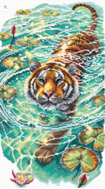 014 - Borduurpakket AVA Stitch - Tiger of the turquoise Lotus  - Tijger van de Turquoise lotus