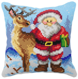99095 KRUISSTEEK KUSSEN ORCHIDEA - Kerstman met Hert