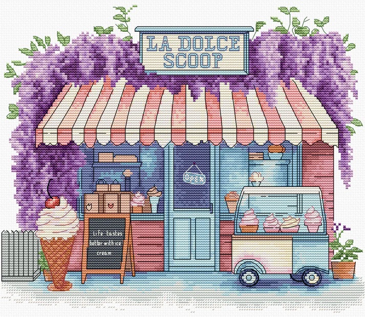 B1428 Borduurpakket Luca-S -  Ice Cream Scoop - Het ijswinkeltje