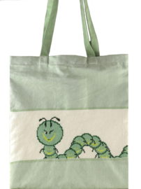 Borduurstof leuke tas - groen met hengels - met borduurvlak - zonder garens en patroon