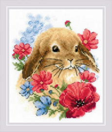 1986 BORDUURPAKKET BUNNY IN FLOWERS - RIOLIS