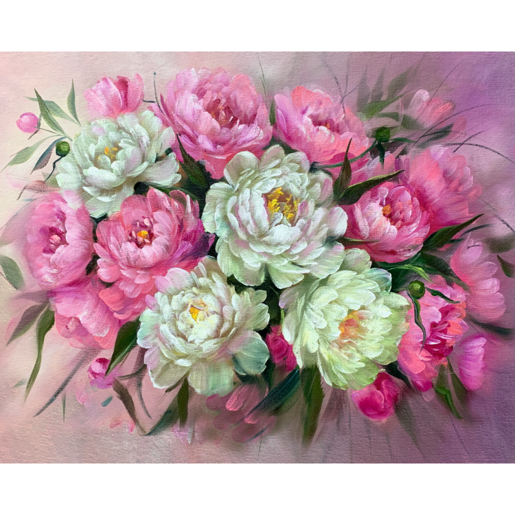 VA812 - DP - Canvas op houten frame - Peonies - 30 x 40 cm