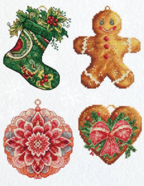 JK043 Borduurpakket Luca-S - Christmas Decorations 2 (plastiek stramien)
