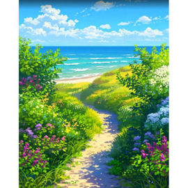 VA919 - Diamond Painting - Canvas op houten frame - Naar de Zee - 30 x 40 cm