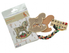 Borduurpakket op hout - Hanger Christmas Horse - Kerstpaard - Kind Fox