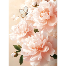 VA838 - DP - Canvas op houten frame - Vlinder bij bloemen - 30 x 40 cm