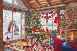 Borduurpakket LETI 8105 - Christmas Cabin - Kersthut