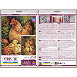 AH-326 Borduurpakket ABRIS ART -  Hen in the Yard - Kip in de Tuin