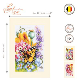 Home and Garden - Wenskaarten Kleurig bloemenboeket (set van 3)(weefstof)