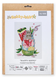 Borduurpakket HobbyJobby - Happy Hippo - Blij Nijlpaard