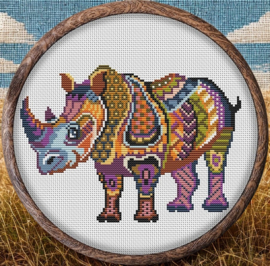 Borduurpakket Mandala Neushoorn - 287 - Awesome Pattern Studio