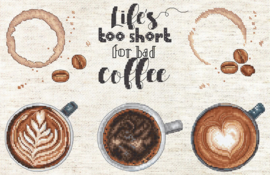 Borduurpakket LETI 8097 - Life is to Short for bad Coffee