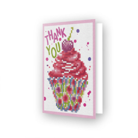 DIAMOND DOTZ GREETING CARD CUP CAKE THANK YOU - NEEDLEART WORLD