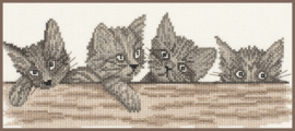 Borduurpakket Lanarte Animals - Cats over the Fence - Katjes over het hek