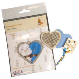 Borduurpakket op hout - Hanger Heart - Hanger Hart - Kind Fox