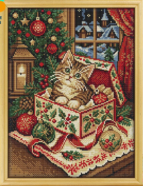 Borduurpakket Awesome Pattern Studio - Christmas Cat - Kerst Kat (full)