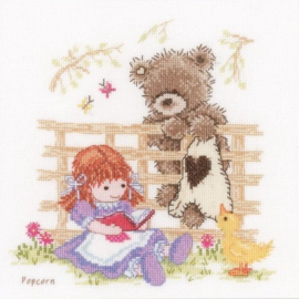 Borduurpakket - Beertje Popcorn - Verhaaltje vertellen - Vervaco