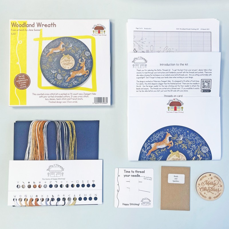 Borduurpakket Jane Sunner - Woodland Wreath - Bothy Threads