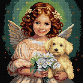 3594 - Angel with a little dog 40x40 cm (STRAMIEN)