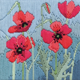 PLATSTEEK PAKKET LONG STITCH - WILD POPPIES - DWD