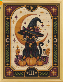 Borduurpakket Awesome Pattern Studio - Halloween Moon Cat - Halloween Maankat (full)