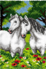 KNOOPKLEED ORCHIDEA - Witte Paarden - 50 x 75 cm