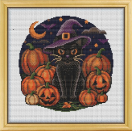 Borduurpakket Awesome Pattern Studio - Halloween Witchy Cat - Halloween Heksenkat