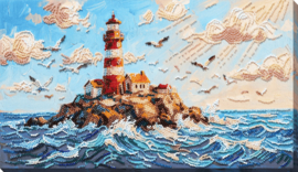 989 - KRALEN BORDUURPAKKET - Lighthouse Above the Waves - Vuurtoren boven de Golven