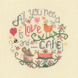 My Cross Stitch – Folk Art Counted Cross Stitch Kit – Love & Cake (DMC garens)