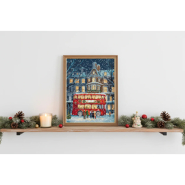 Borduurpakket LETI 9982 - London Christmas Bus - Londense Kerstbus - Leti Stitch