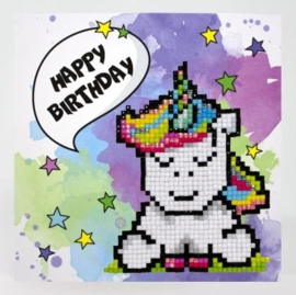 Diamond Painting kaart Wizardi - Happy Birthday - 14 x 14 cm