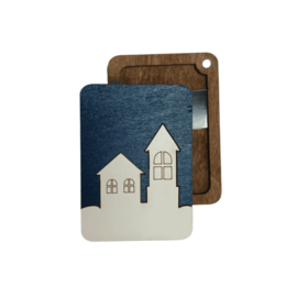 Houten Naaldendoosje Kerst Huisjes