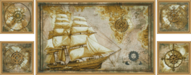 CB6584 Borduurpakket Nova Sloboda - Sea trip - Zeereis (bedrukte achtergrond) 14 count