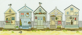 CROSS STITCH KIT SALLY SWANNELL - NEW ENGLAND: BEACH HUTS - BOTHY THREADS