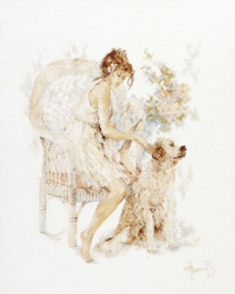 Romance - Meisje op Stoel met Hond (linnen)