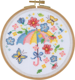 My Cross Stitch – Hoop kit – April Showers (DMC garens)