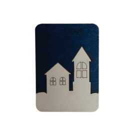 Houten Naaldendoosje Kerst Huisjes