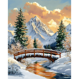 VA851 - DP - Canvas op houten frame - Stroompje in het Winterbos - 30 x 40 cm