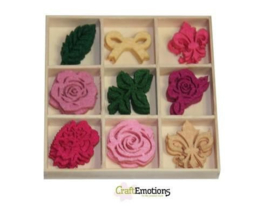 Vilten figuurtjes HIGH TEA ROSES - Box van 45