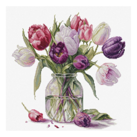 B7029 Borduurpakket Luca-S - Bouquet with Tulips - Boeket met Tulpen