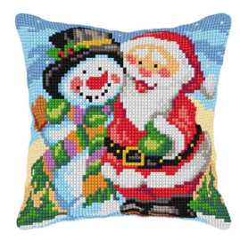 9596 KRUISSTEEK KUSSEN ORCHIDEA - SANTA WITH SNOWMAN