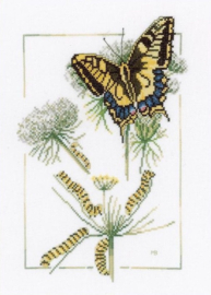 Borduurpakket - Marjolein Bastin - From Caterpillar to Butterfly - Lanarte (weefstof)