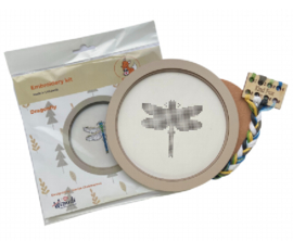 Borduurpakket op hout - Dragonfly - Libelle - Kind Fox