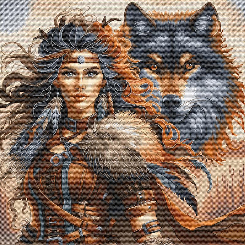 076 - Borduurpakket AVA Stitch - The Warrior and the Wolf - De strijder en de Wolf