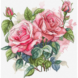 Borduurpakket LETI 8093 - Pink Bloom - Rose Bloem