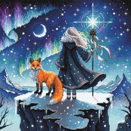 069 - Borduurpakket Ava Stitch - Sorceress of the Auroras and her Fox - Tovenares van de Aurora's en haar Vos