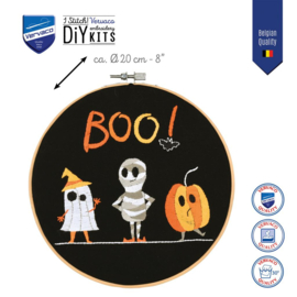 Borduur kit met borduurring Halloween (vrij borduren)