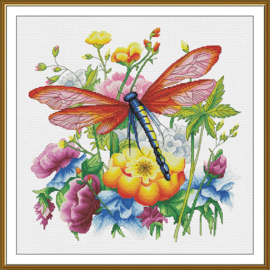PE3575 Borduurpakket Nova Sloboda - Multicolored dragonfly - Gekleurde Libelle