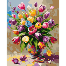 W037 - Spring Bouquet - Lente Boeket met Tulpen